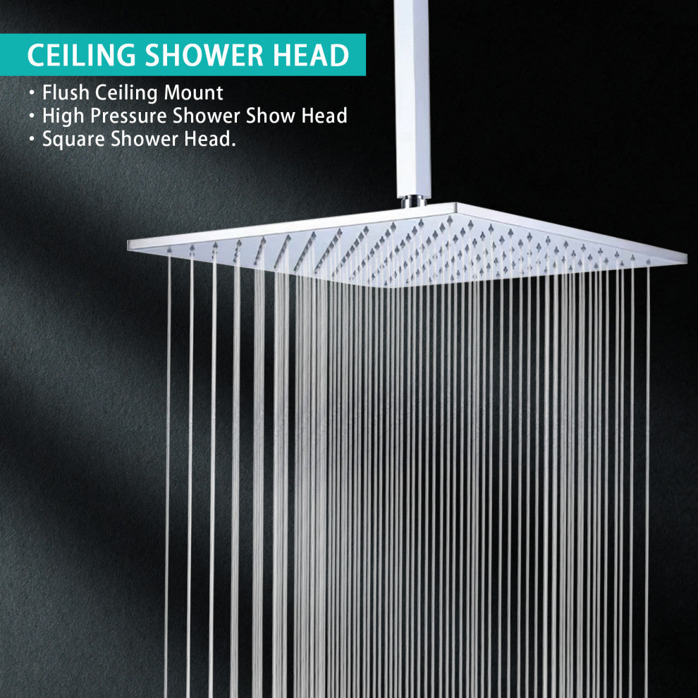 Thermostatic Shower System With Hand Shower and 6 Body Sprays, Chrome