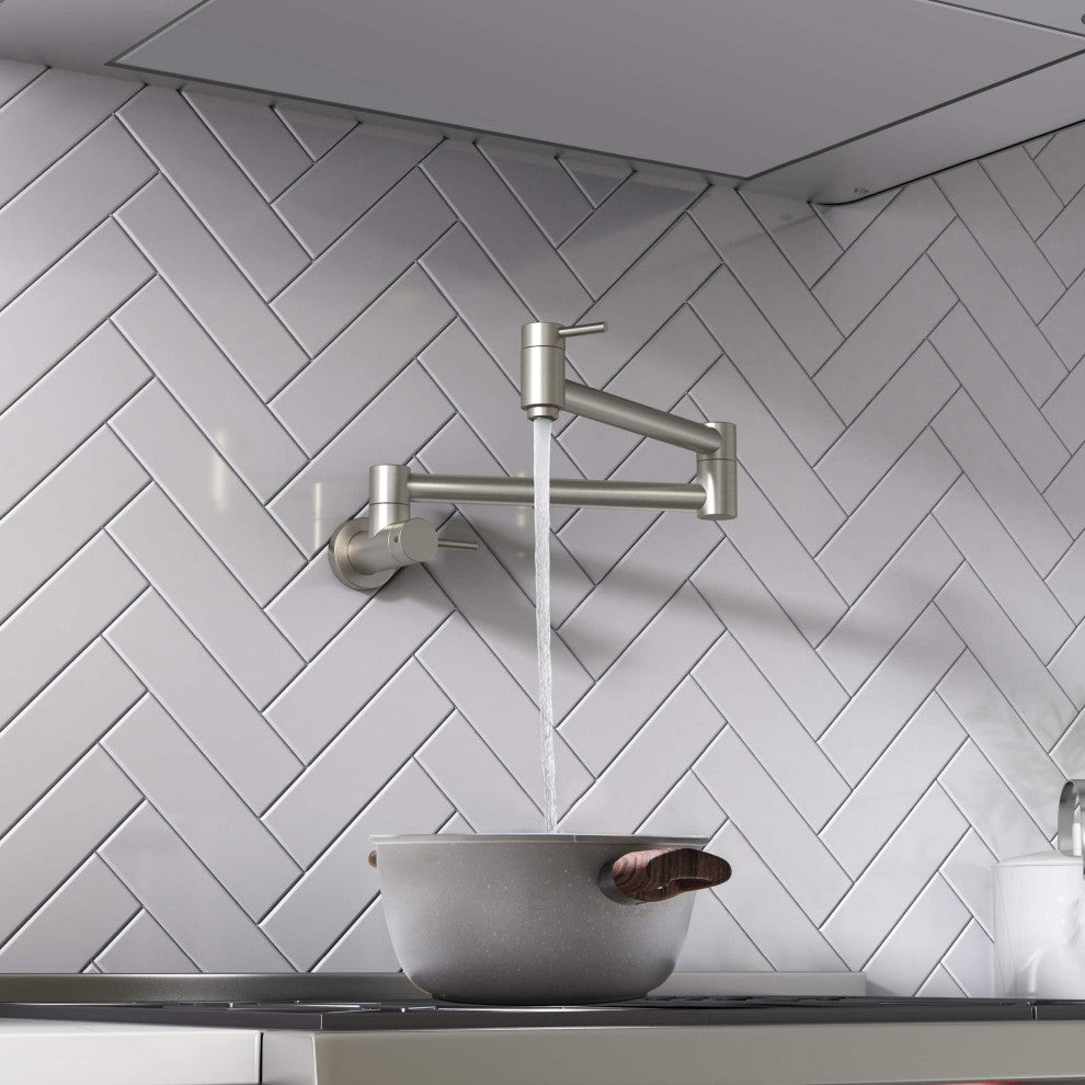 Circular Pot Filler, Brushed Nickel