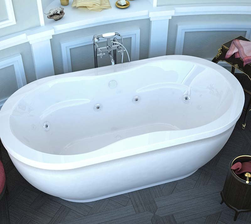 Venzi Velia 34"x71"x21 Oval Freestanding Whirlpool Jetted Bathtub By Atlantis