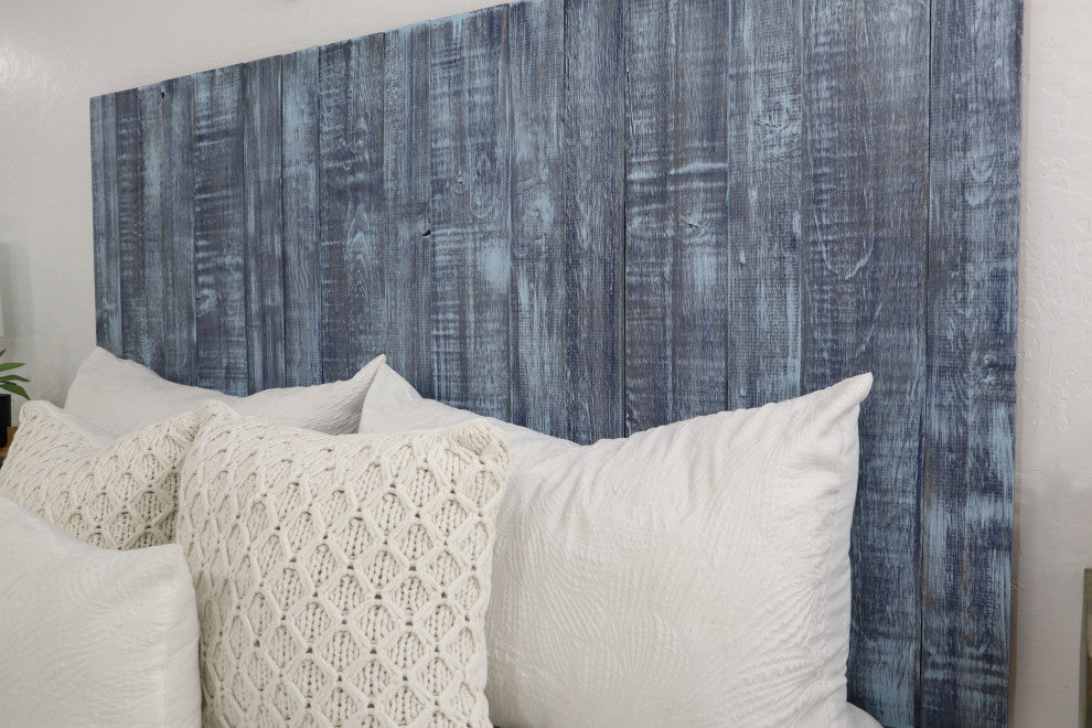 Handcrafted Headboard, Hanger Style, Blue Stonewash, Twin