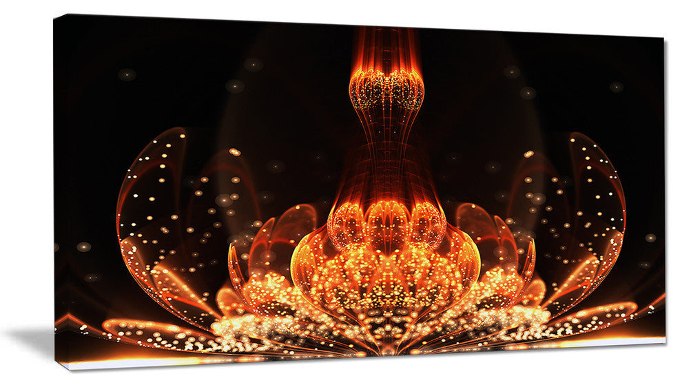 "Bright Orange Glossy Fractal Flower" Floral Wall Art Canvas, 40"x20"