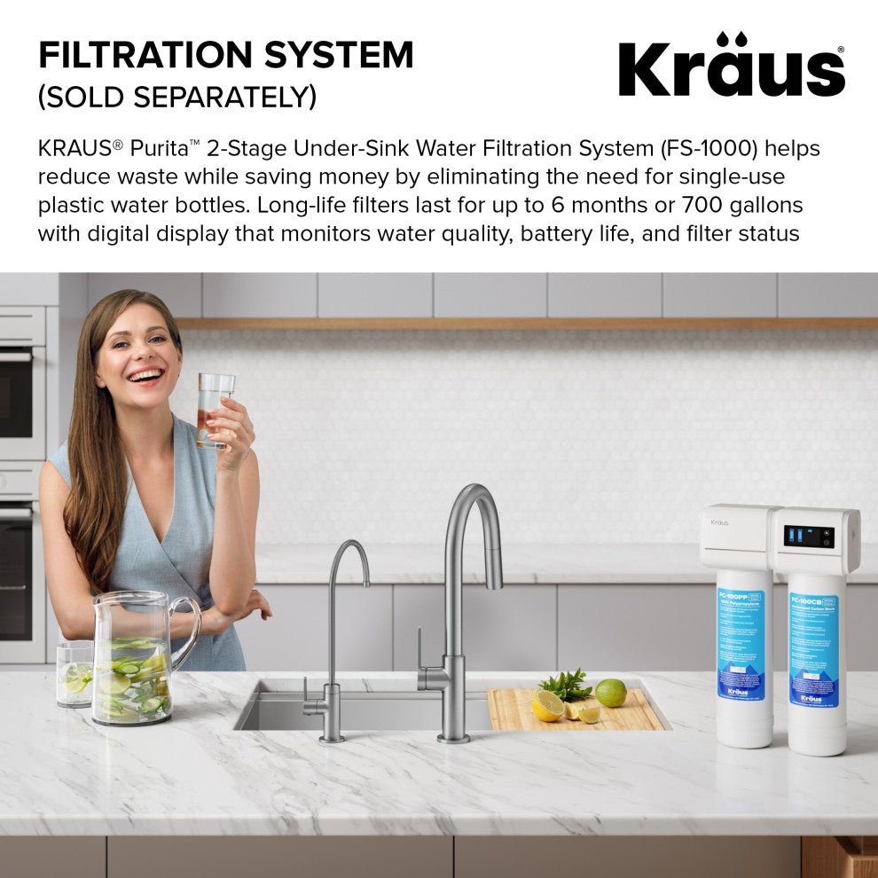 KRAUS Oletto 1-Handle Drinking Water Filter Faucet, Matte Black