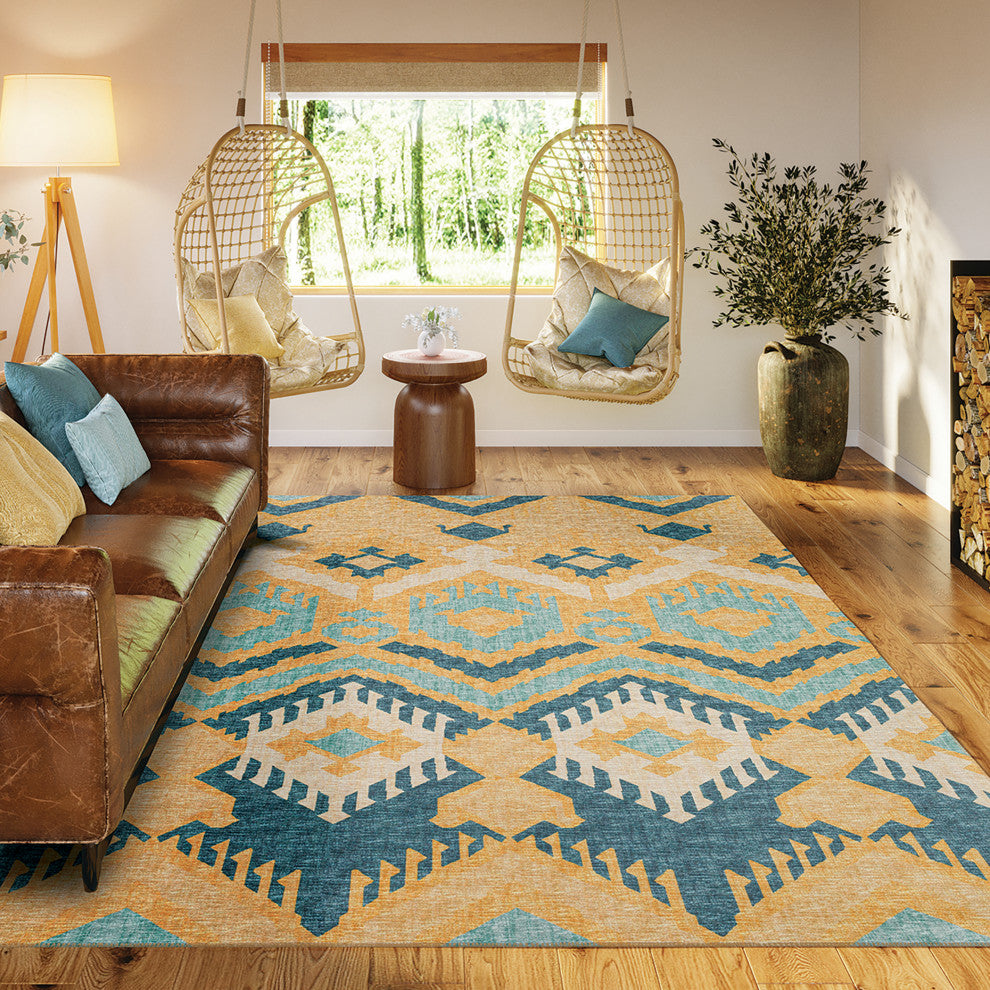 Indoor/Outdoor Sedona SN2 Marigold Machine Washable 8' x 10' Rug