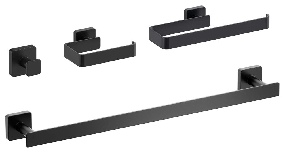 Blaze 4 Piece Bathroom Hardware Set, Matte Black