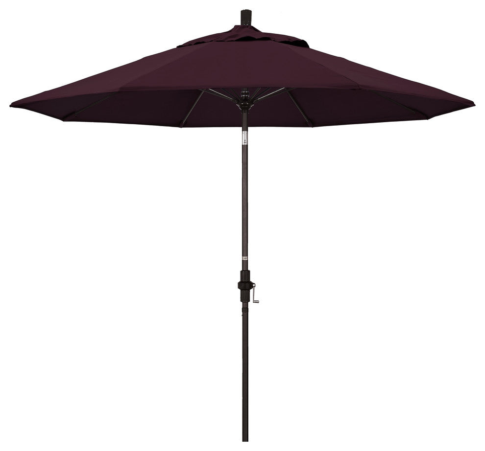 9' Bronze Collar Tilt Crank Aluminum Umbrella, Pacifica, Purple