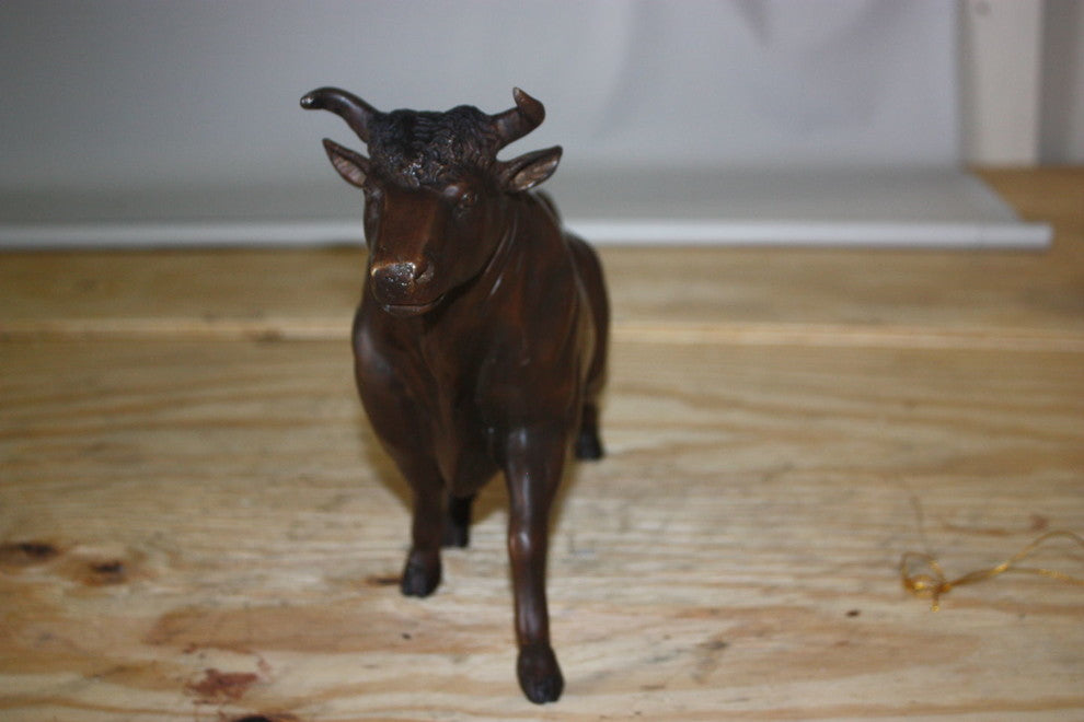 15" Bull Head Up Bronze Statue