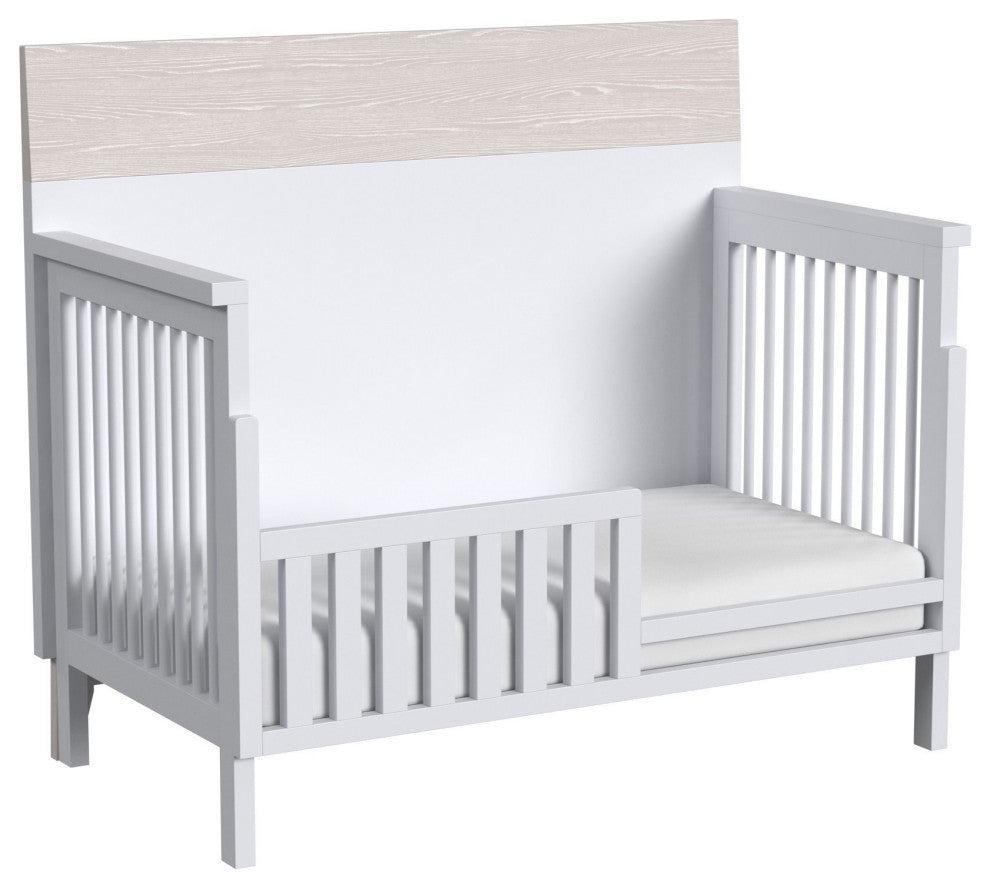 Rowan 56"W Wood Convertible Crib, Ash Linen
