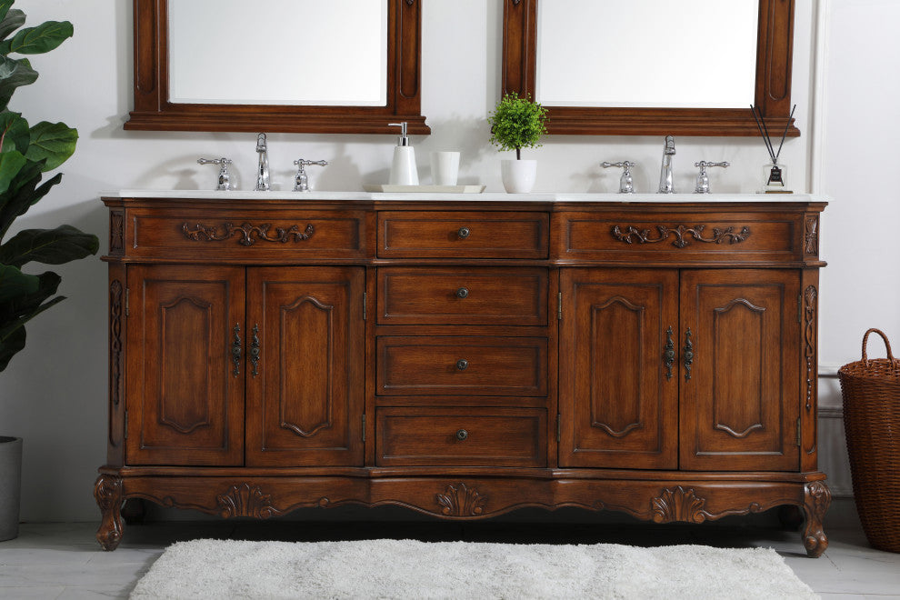 Bathroom Vanity, Teak, 72", Double Sink