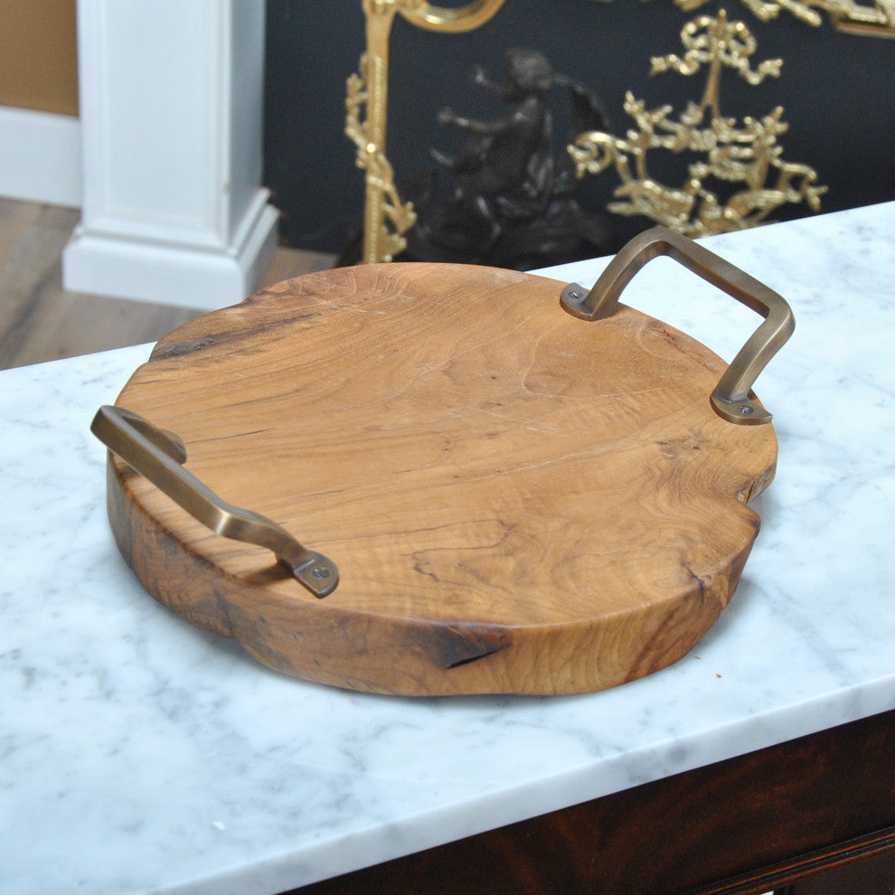 Teak Serving Platter "“ Brass Handles