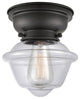 Small Oxford 1-Light Flush Mount, Matte Black, Clear