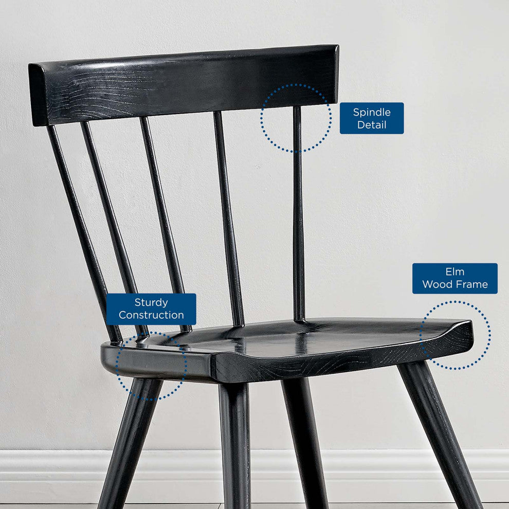 Side Dining Chair, Black, Wood, Modern, Kitchen Bistro Restaurant Hospitality