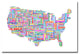 ''US Cities Text Map IV'' Canvas Art by Michael Tompsett