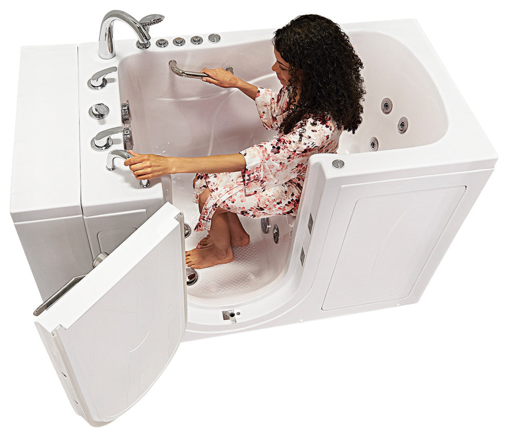 Capri 30x52 Acrylic Massage Walk-In Bathtub with Outward Swing Door, Left Drain,