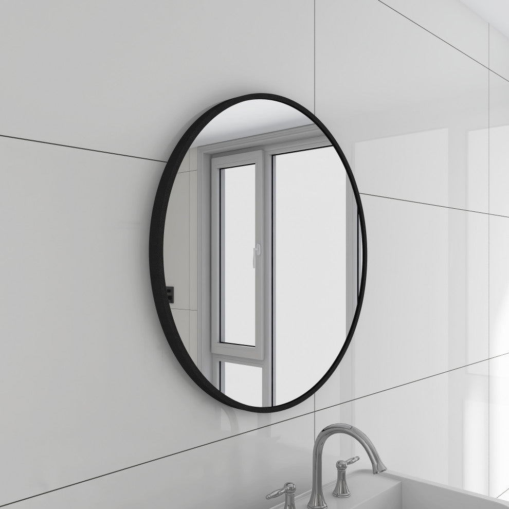 Round Framed Wall Mounted Bathroom Vanity Mirror, 30''