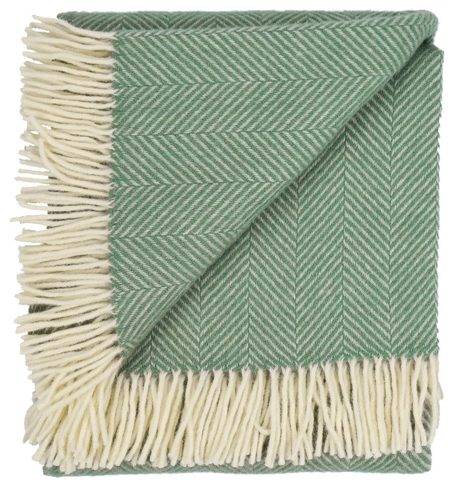 Highland Tweed Herringbone Pure New Wool Throw, Mint