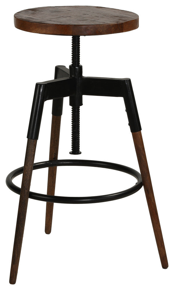 Bare Decor Cardinal Wood Adjustable Swivel Bar Stool, 25-30"