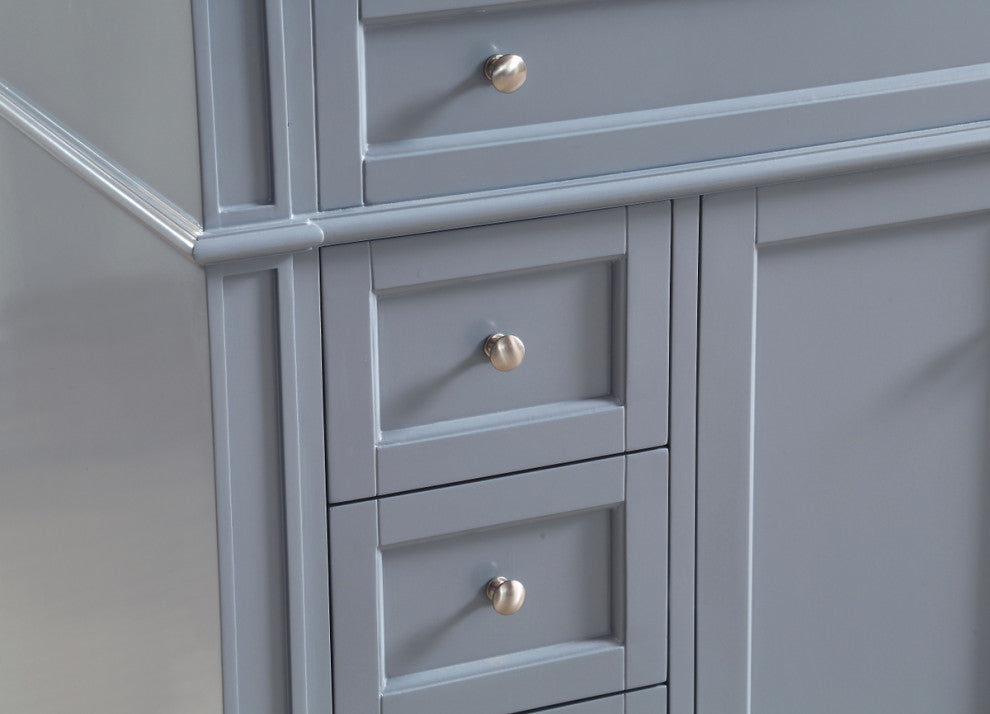 Home Living Vanity with Carrara White Marble Countertop, Gray, 40", Single Sink