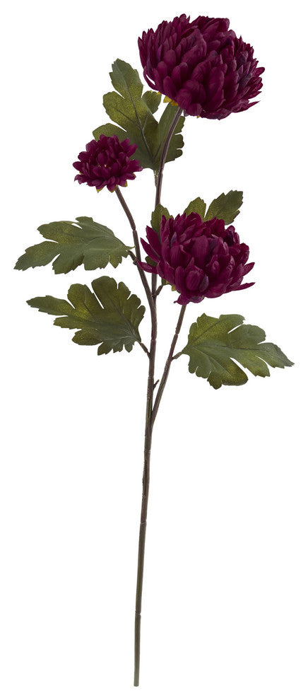 Nearly Natural 29" Chrysanthemum Artificial Flower, Set of 12, Burgundy