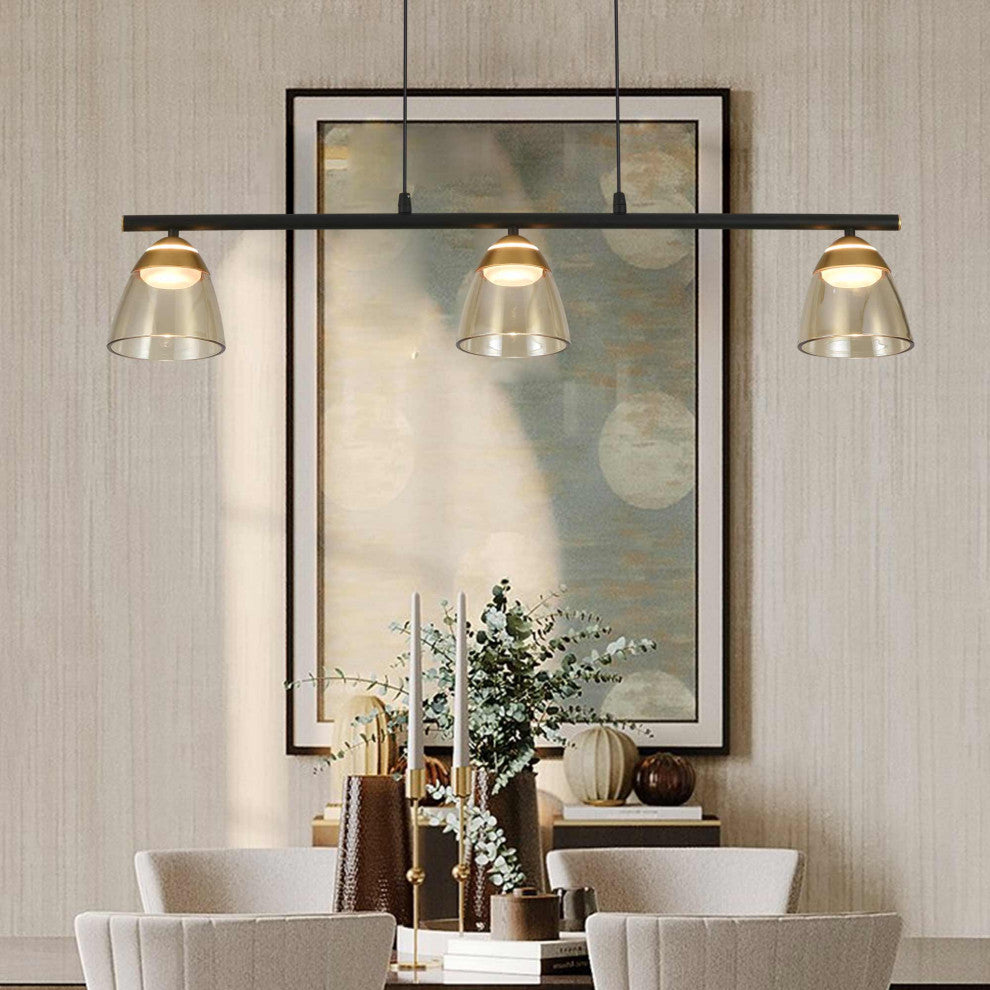 Roma 36" ETL Certified Integrated LED Height Adjustable Chandelier, Black
