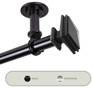 Pedestal Ceiling 1" Curtain Rod/Room Divider, Black, 28-48"