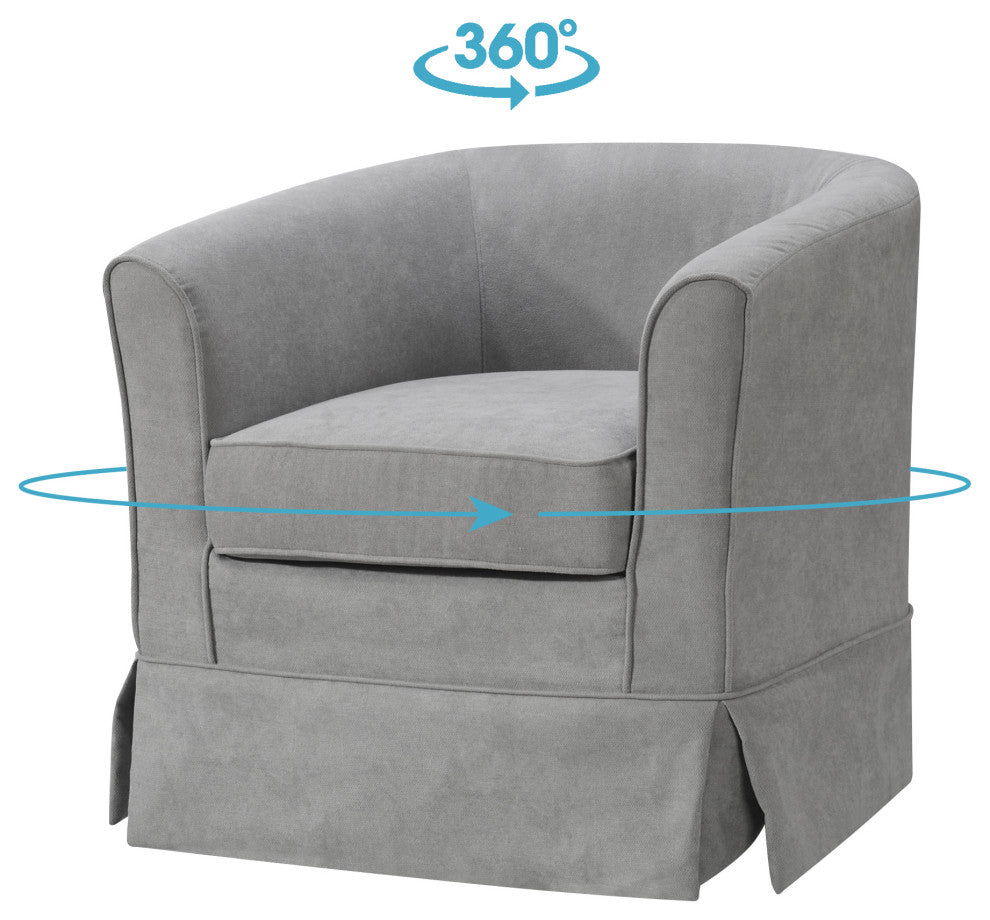 Tucker Woven Fabric Swivel Barrel Chair, Steel Gray