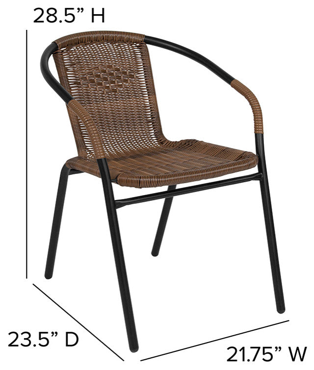 2 Pack Rattan Indoor-Outdoor Stack Chair, Medium Brown