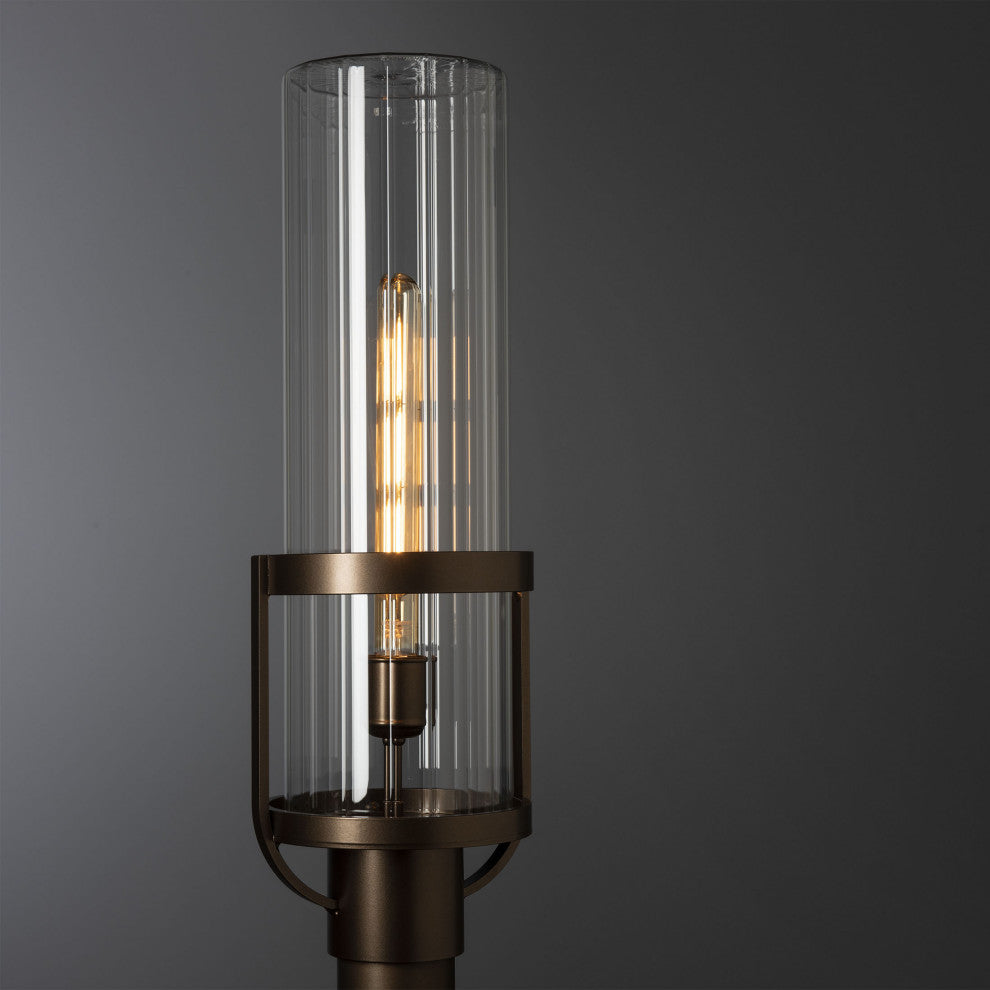 Alcove Outdoor Post Light Coastal Bronze Finish, Clear Glass