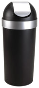 Umbra Venti 16-Gallon Trash Can With Swing Top Lid, Black/Nickel
