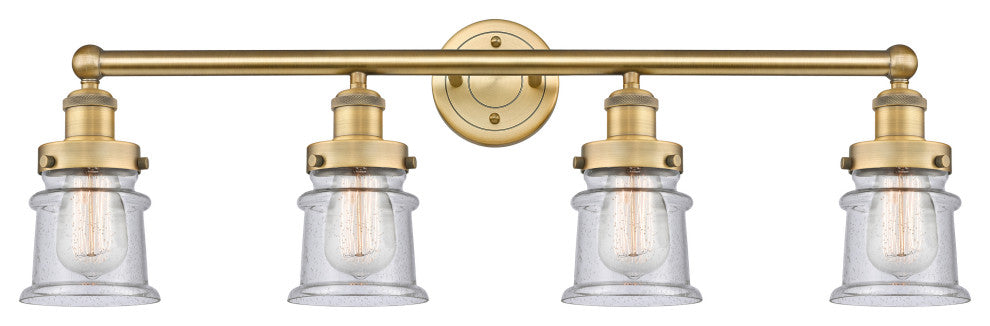 Canton 4-Light 32" Bath Vanity Light, Brushed Brass Finish, Seedy Shade
