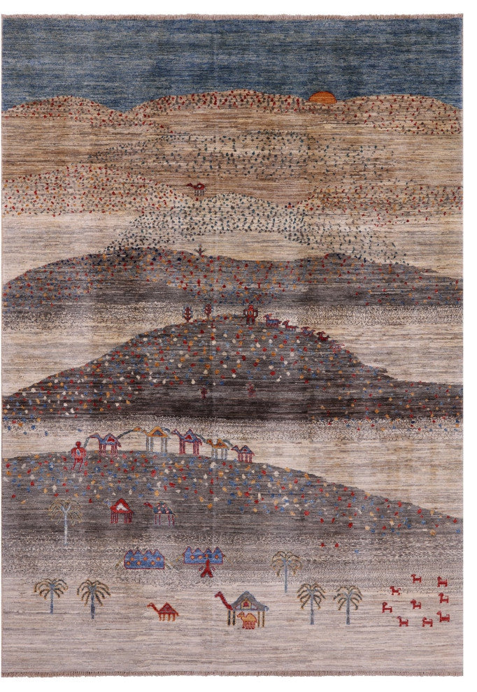 5' 7" X 8' 0" Handmade Persian Tribal Gabbeh Wool Rug - Q12419
