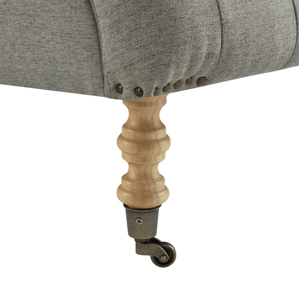 Rustic Manor Umar Chair, Button Tufted, Linen, Gray