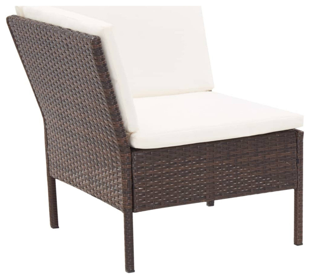 vidaXL 3-Piece Garden Lounge Set With Cushions Poly Rattan Brown
