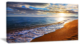 "Heavy Clouds Over Morning Beach" Seashore Canvas Print, 32"x16"
