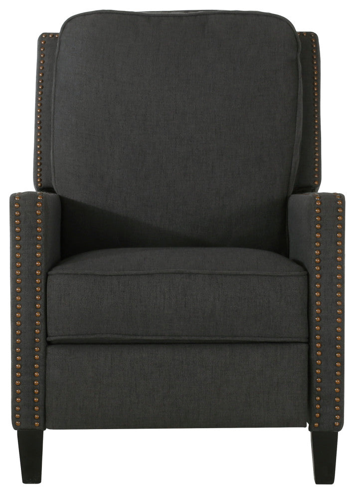 GDF Studio Armstrong Traditional Fabric Recliner, Dark Gray/Dark Brown