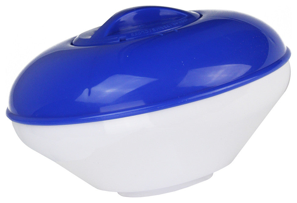 Floating Swimming Pool Chemical Dispenser, White and Blue - 9" Diameter