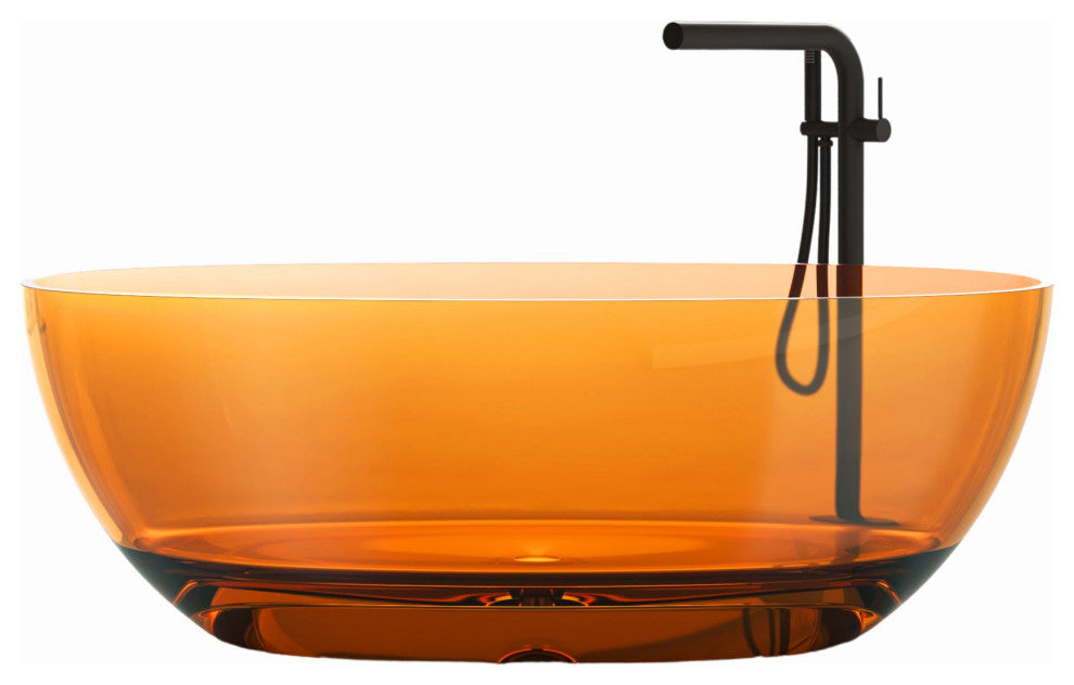 Vanity Art Freestanding Soaking Stone Resin Bathtub, Pure Resin Coffee, Small