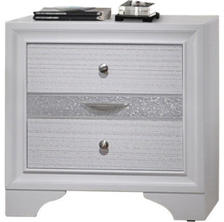 Benzara BM154527 Contemporary Stylish 3 Drawers Wood Nightstand, White