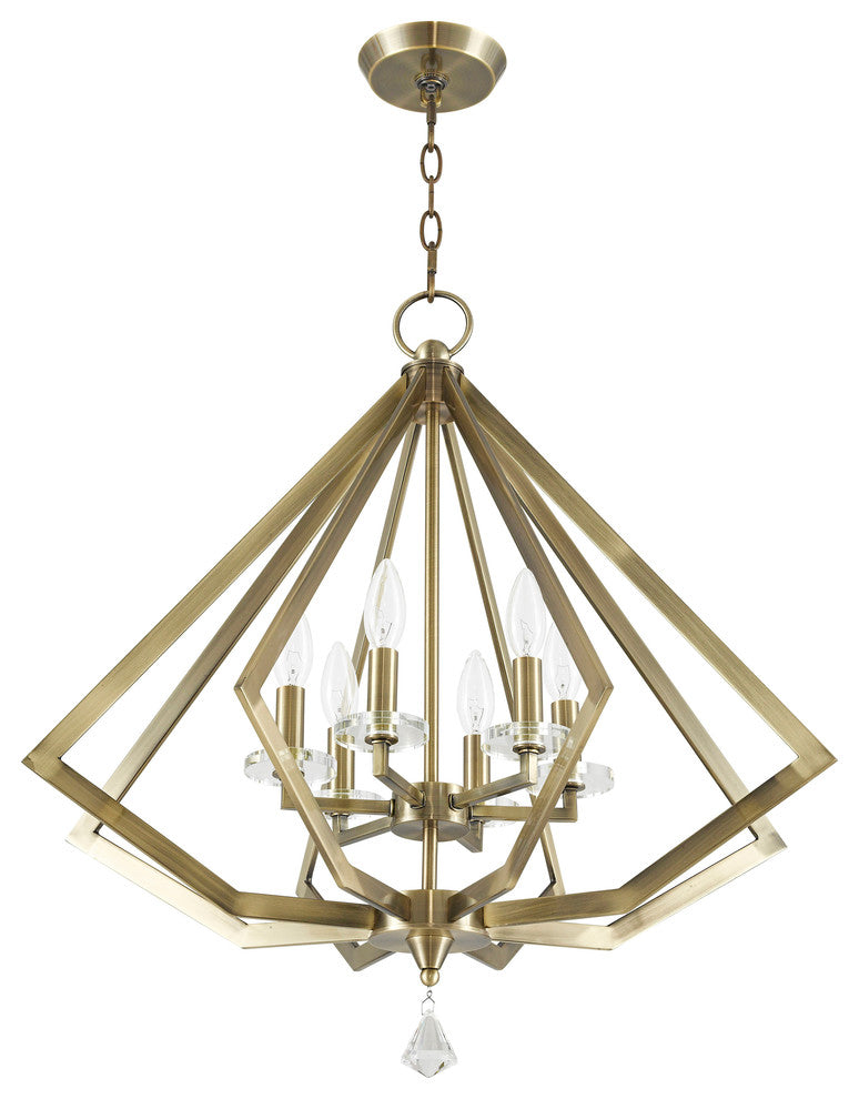 Diamond Chandelier, Antique Brass