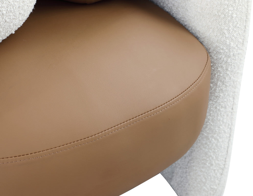 Acadia Black Boucle Fabric Accent Chair, Cognac