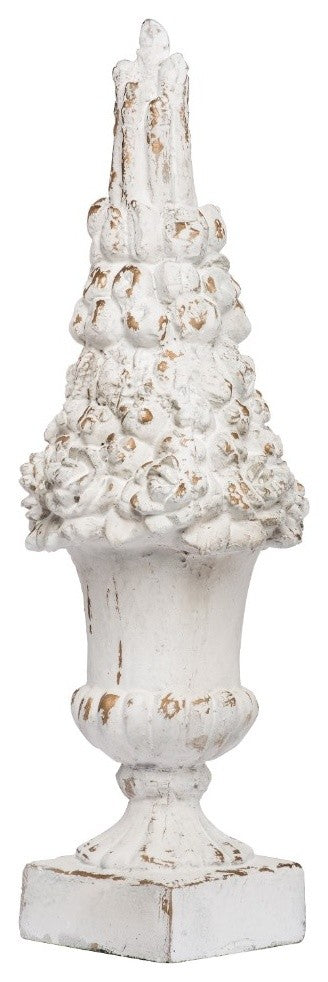Magnesium Spruce Finial, Distressed Finish, White
