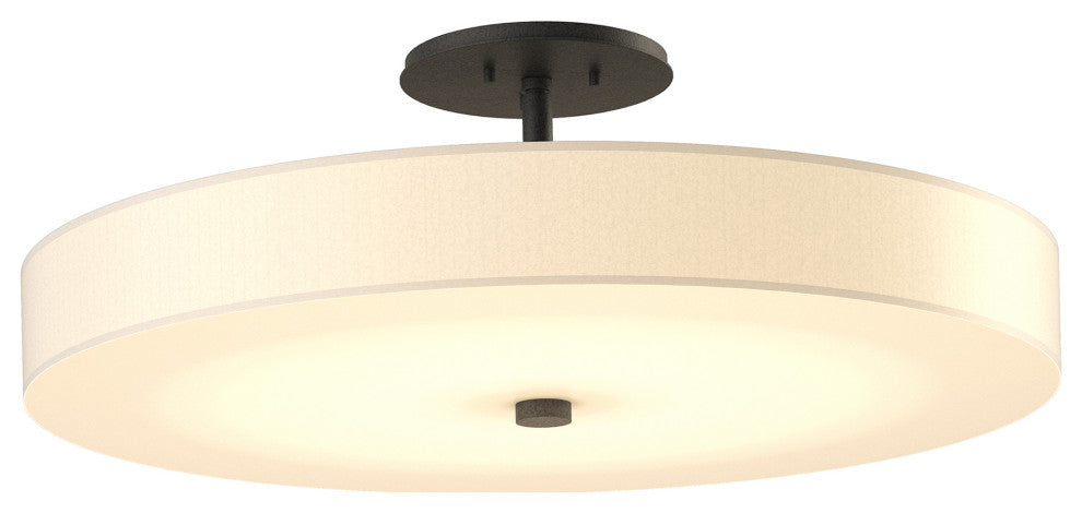 Disq Large LED Semi-Flush, Natural Iron Finish, Spun Frost Shade