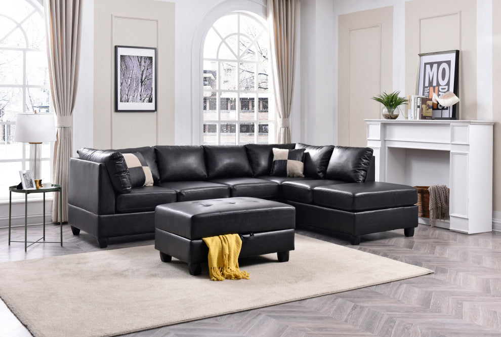 Pasqual Sectional, Black Pu