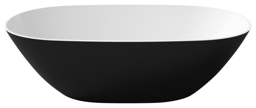 Perlato Genova 70" Eco-Lapistone Freestanding Soaking Tub, Matte Black