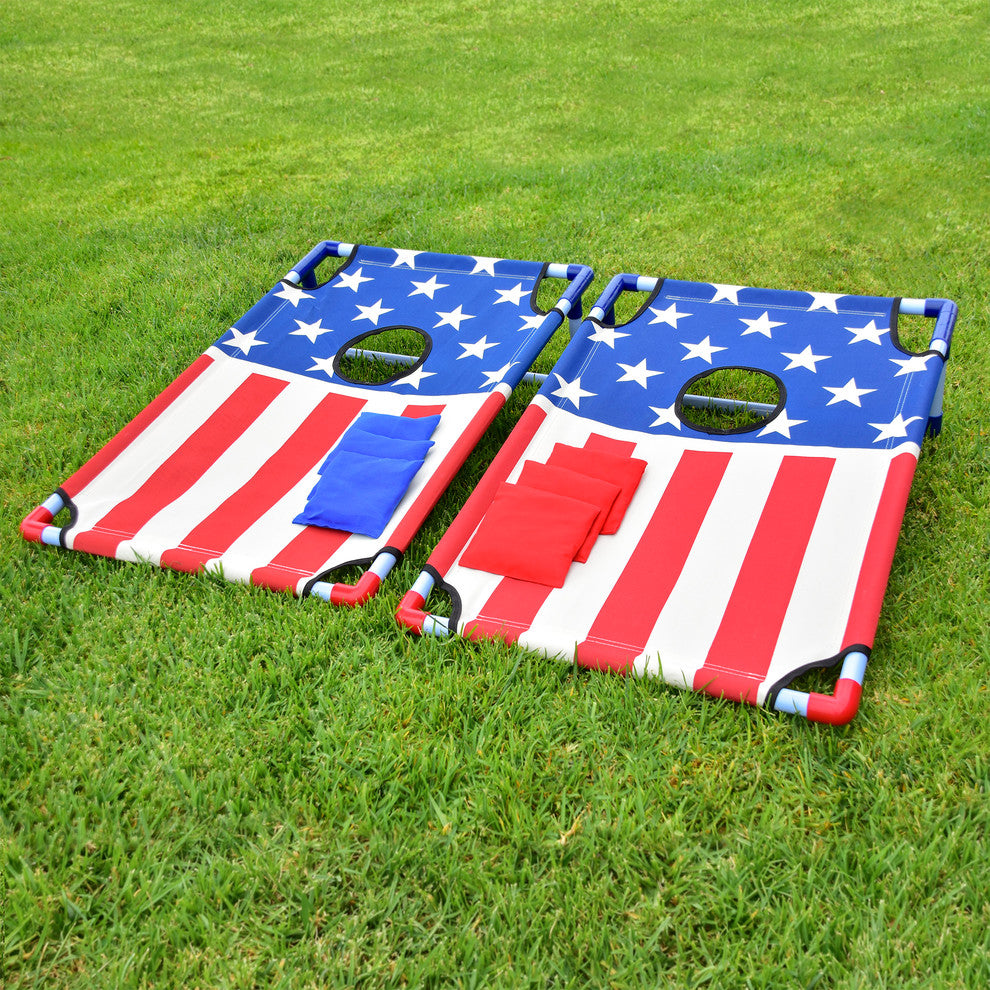 American Flag Portable PVC Framed Cornhole Game Set