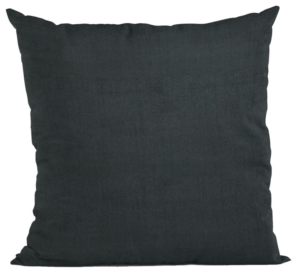 Black Solid Shiny Velvet Luxury Throw Pillow, Double sided 16"x16"