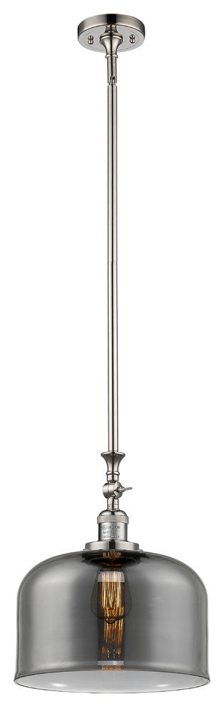 X-Large Bell 1-Light Mini Pendant, Polished Nickel, Plated Smoke