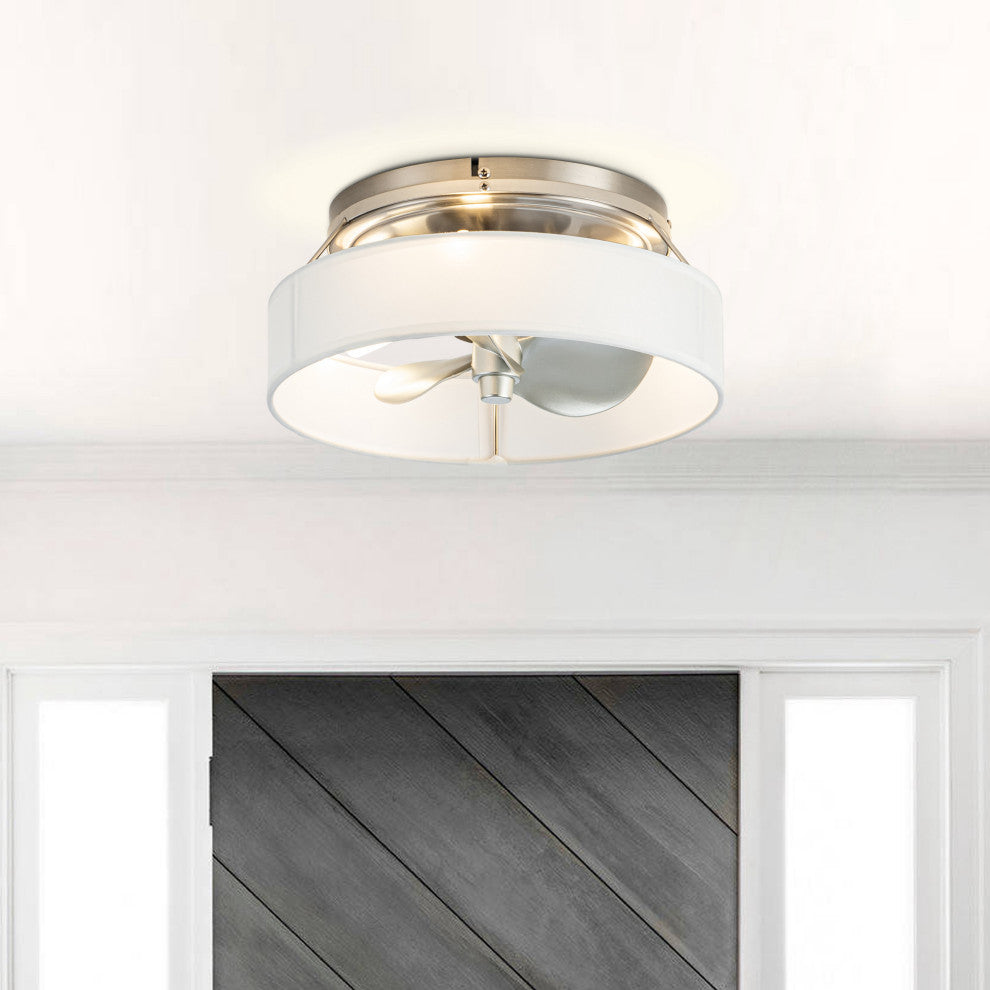 Whose Lamp 12.6-inch Modern Sand Nickel Small Flush Mount Ceiling Fan