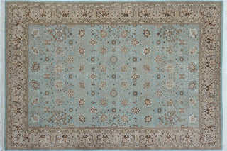Turkish-Knotted Amaan Light Blue/Beige Rug, 6'1x9'1