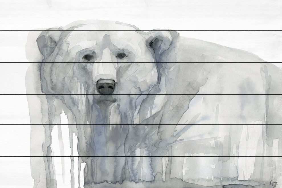 "Polar Bear" Painting Print on White Wood, 60"x40"