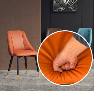 Nordic Iron Desk Stool Dining Chair, Charcoal+gold Legs